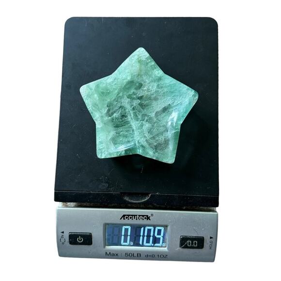 Green Flourite Crystal Star Shaped Ring Jewelry Dish Plate Decor Gemstone OS - Picture 11 of 14